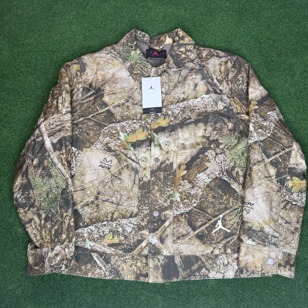 Sz S Nike Air Jordan Flight Chicago Realtree Jacket Olive Sail Mens HV0649-222